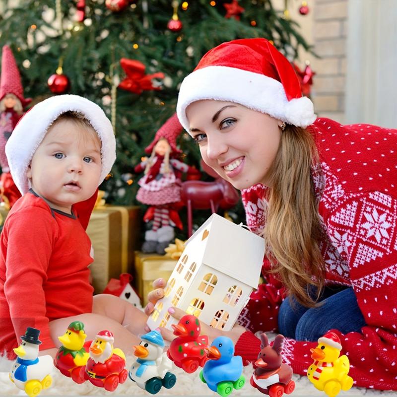6pcs Christmas Rubber Duck Car Toy Bulk Floater Duck Car For Kids