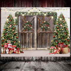 Winter Christmas Backdrop Xmas Photography Wood Door Christmas Party Decor