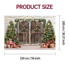 Winter Christmas Backdrop Xmas Photography Wood Door Christmas Party Decor