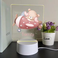 Custom Name Romantic Bear 3D Lamp Acrylic USB LED Night Lights 3 Colored Lamp
