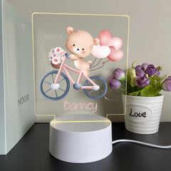 Custom Name Romantic Bear 3D Lamp Acrylic USB LED Night Lights 3 Colored Lamp