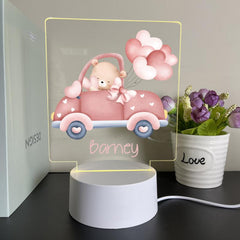 Custom Name Romantic Bear 3D Lamp Acrylic USB LED Night Lights 3 Colored Lamp