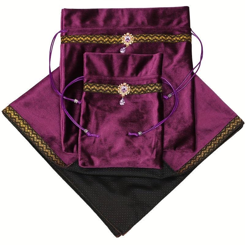 Tarot Card Anti slip Tablecloth Set with Storage Bag & Lace Bottom