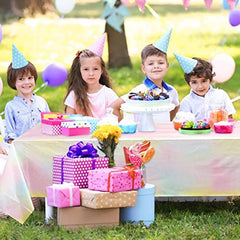 3pcs Pastel Rainbow Tablecloths Disposable Waterproof Plastic Table Cover