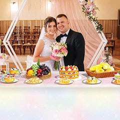 3pcs Pastel Rainbow Tablecloths Disposable Waterproof Plastic Table Cover