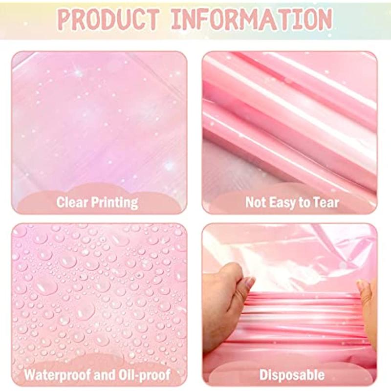 3pcs Pastel Rainbow Tablecloths Disposable Waterproof Plastic Table Cover