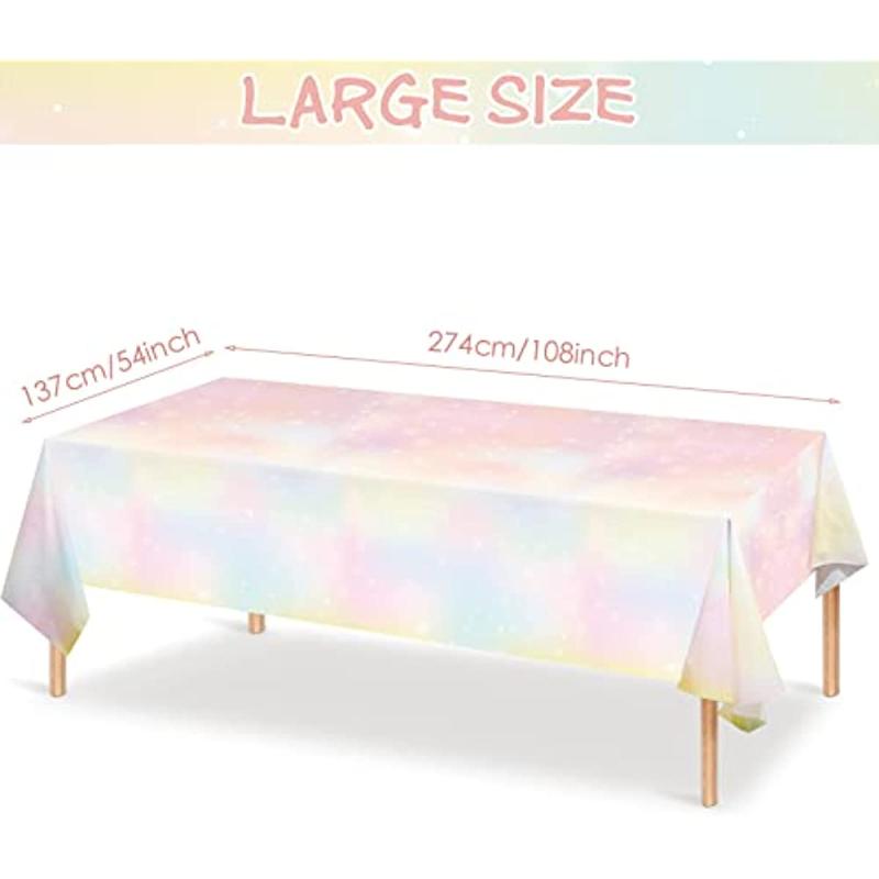 3pcs Pastel Rainbow Tablecloths Disposable Waterproof Plastic Table Cover