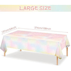 3pcs Pastel Rainbow Tablecloths Disposable Waterproof Plastic Table Cover