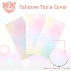 3pcs Pastel Rainbow Tablecloths Disposable Waterproof Plastic Table Cover