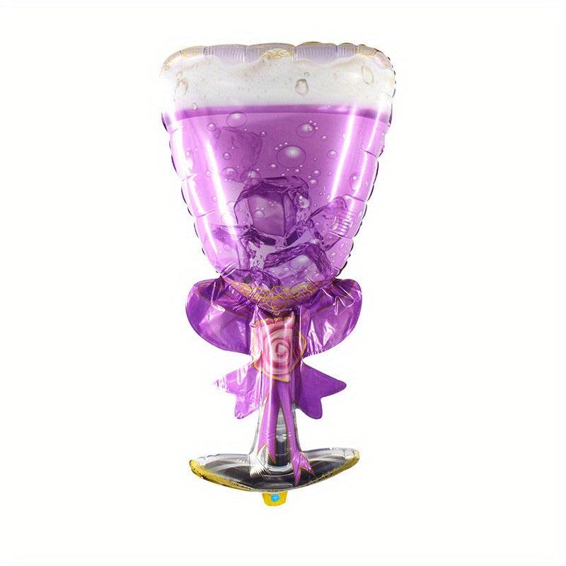 Wine Glass Champagne Bottle Foil Balloons for Wedding Party Decorations