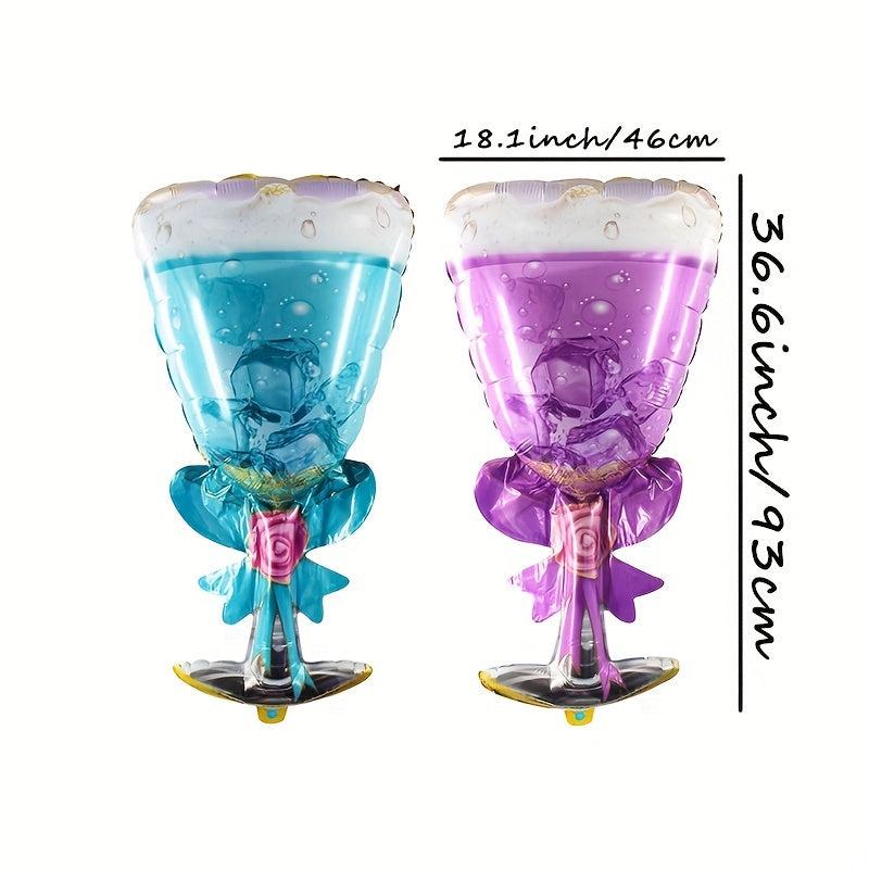 Wine Glass Champagne Bottle Foil Balloons for Wedding Party Decorations