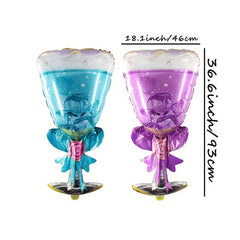 Wine Glass Champagne Bottle Foil Balloons for Wedding Party Decorations