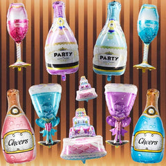 Wine Glass Champagne Bottle Foil Balloons for Wedding Party Decorations