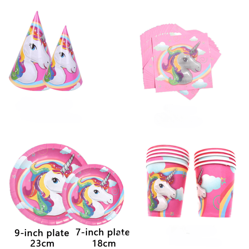 Unicorn Birthday Party Set Disposable Tableware Supplies