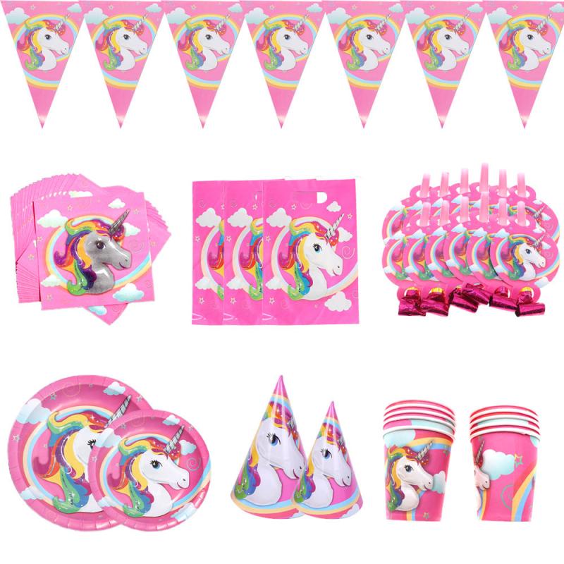Unicorn Birthday Party Set Disposable Tableware Supplies