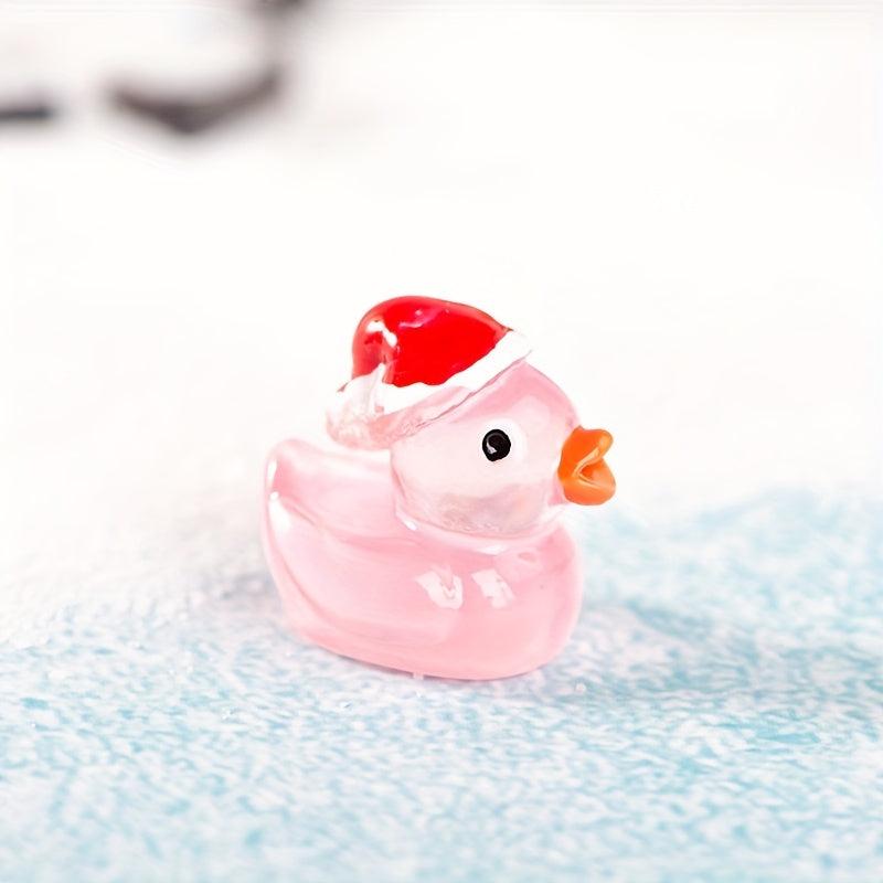 10pcs Cartoon Luminous Christmas Duck Resin Ornaments for Children Birthday