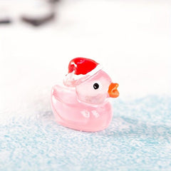 10pcs Cartoon Luminous Christmas Duck Resin Ornaments for Children Birthday