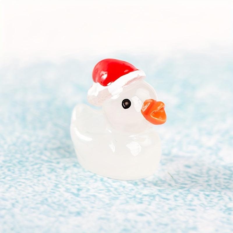 10pcs Cartoon Luminous Christmas Duck Resin Ornaments for Children Birthday