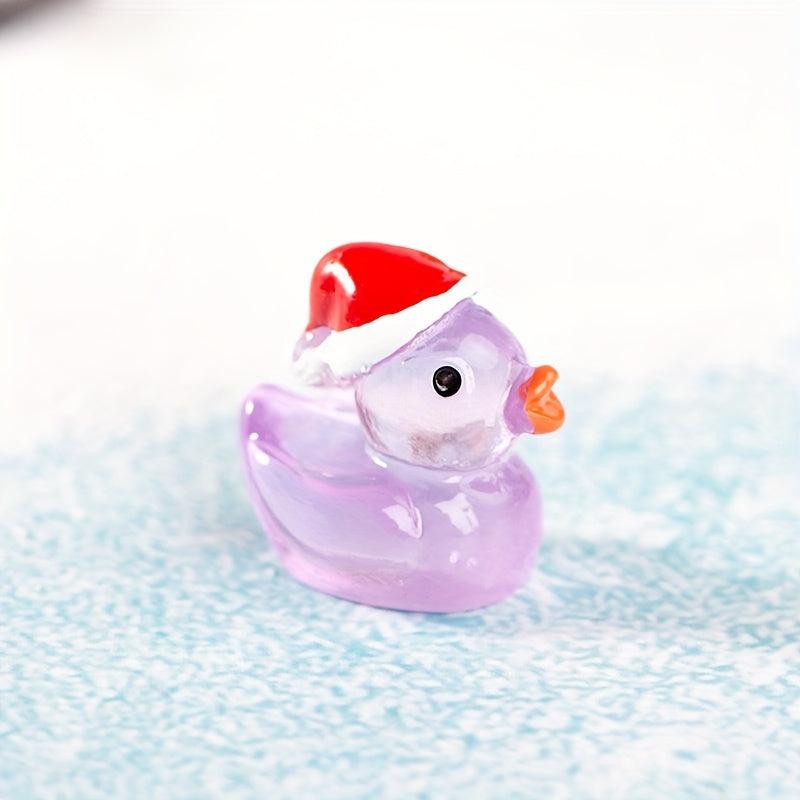 10pcs Cartoon Luminous Christmas Duck Resin Ornaments for Children Birthday