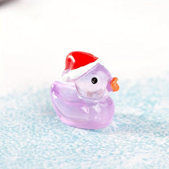 10pcs Cartoon Luminous Christmas Duck Resin Ornaments for Children Birthday