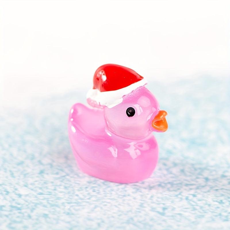 10pcs Cartoon Luminous Christmas Duck Resin Ornaments for Children Birthday