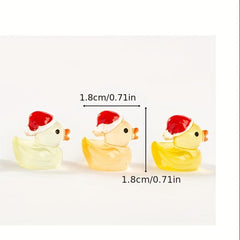 10pcs Cartoon Luminous Christmas Duck Resin Ornaments for Children Birthday