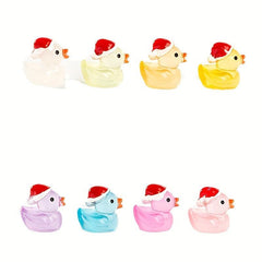 10pcs Cartoon Luminous Christmas Duck Resin Ornaments for Children Birthday