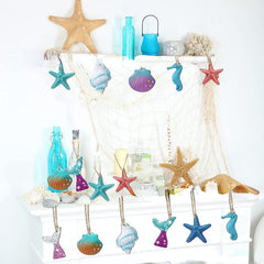 30pcs Summer Marine Themed Wooden Decorations Assorted Shells Starfish Beach