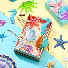 30pcs Summer Marine Themed Wooden Decorations Assorted Shells Starfish Beach