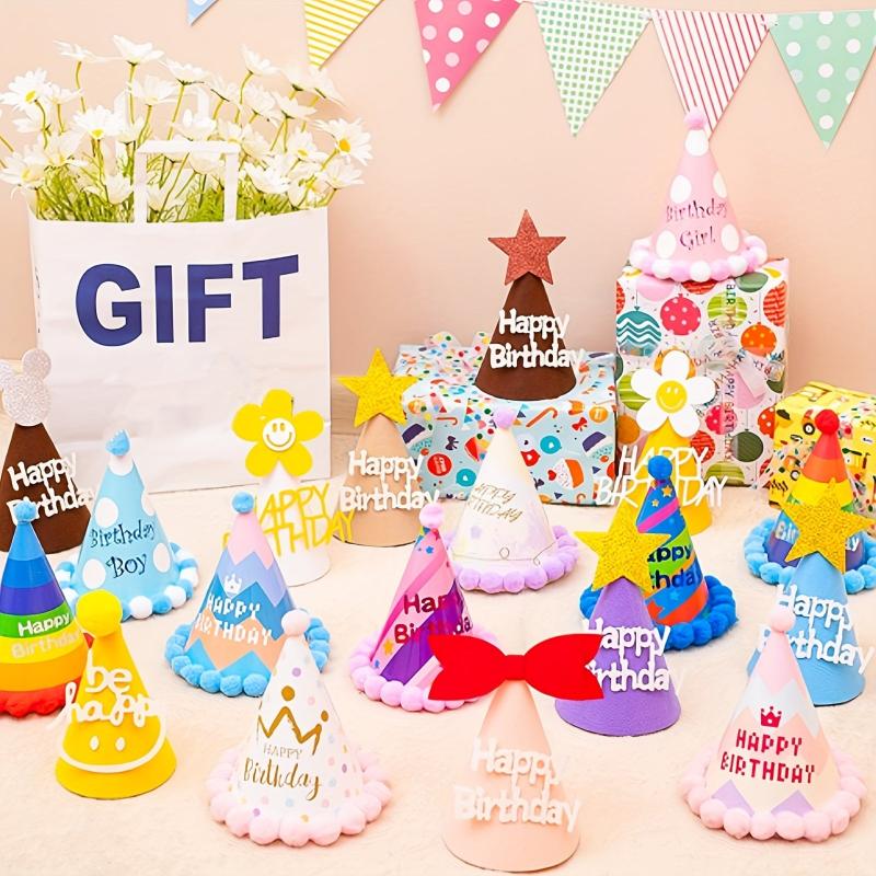 Cartoon Felt Birthday Party Hats - Decorative Party Supplies