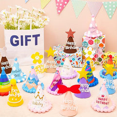 Cartoon Felt Birthday Party Hats - Decorative Party Supplies