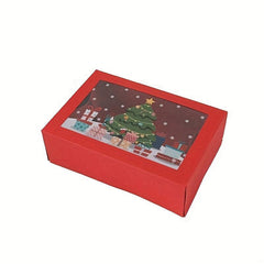 6pcs Christmas Red Transparent Candy Box Christmas Decor