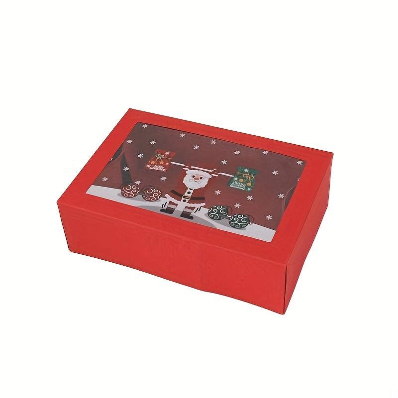 6pcs Christmas Red Transparent Candy Box Christmas Decor