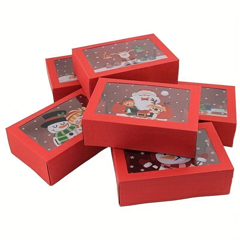 6pcs Christmas Red Transparent Candy Box Christmas Decor