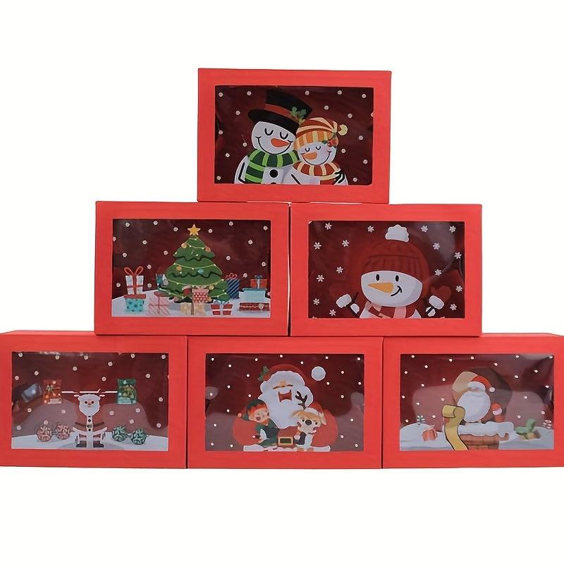 6pcs Christmas Red Transparent Candy Box Christmas Decor