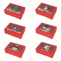6pcs Christmas Red Transparent Candy Box Christmas Decor