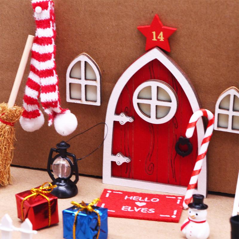 42pcs Luminous Gnome Door Set Snowman Fairy Decoration Tabletop
