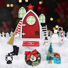 42pcs Luminous Gnome Door Set Snowman Fairy Decoration Tabletop
