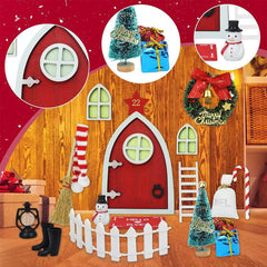 42pcs Luminous Gnome Door Set Snowman Fairy Decoration Tabletop
