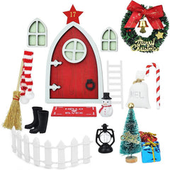 42pcs Luminous Gnome Door Set Snowman Fairy Decoration Tabletop