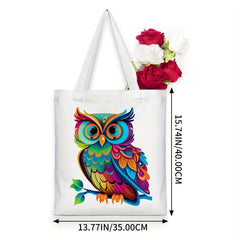 Owl Pattern Canvas Tote Bag Anime Shoulder Bag Reusable Shopping Handbag