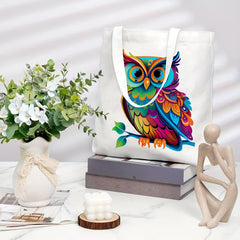 Owl Pattern Canvas Tote Bag Anime Shoulder Bag Reusable Shopping Handbag