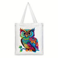 Owl Pattern Canvas Tote Bag Anime Shoulder Bag Reusable Shopping Handbag
