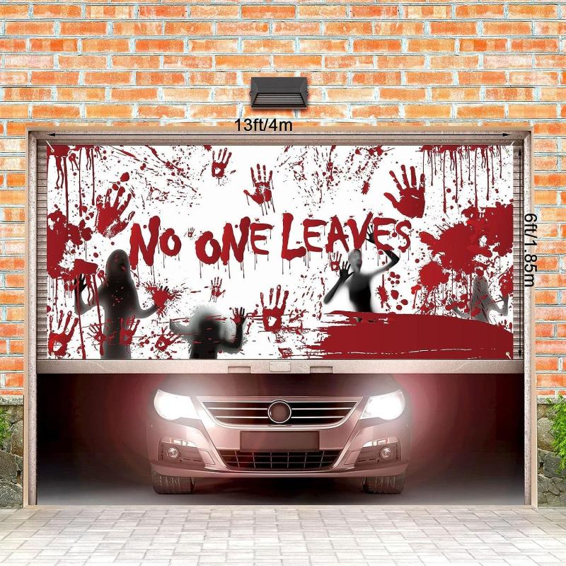 Halloween Garage Door Banner Cover Bloody Backdrop