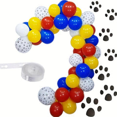 79pcs Dog Footprints Balloon Set - White, Yellow, and Red Balloons