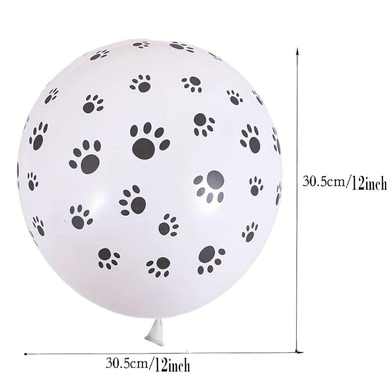 79pcs Dog Footprints Balloon Set - White, Yellow, and Red Balloons