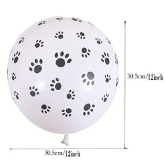 79pcs Dog Footprints Balloon Set - White, Yellow, and Red Balloons