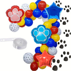 79pcs Dog Footprints Balloon Set - White, Yellow, and Red Balloons