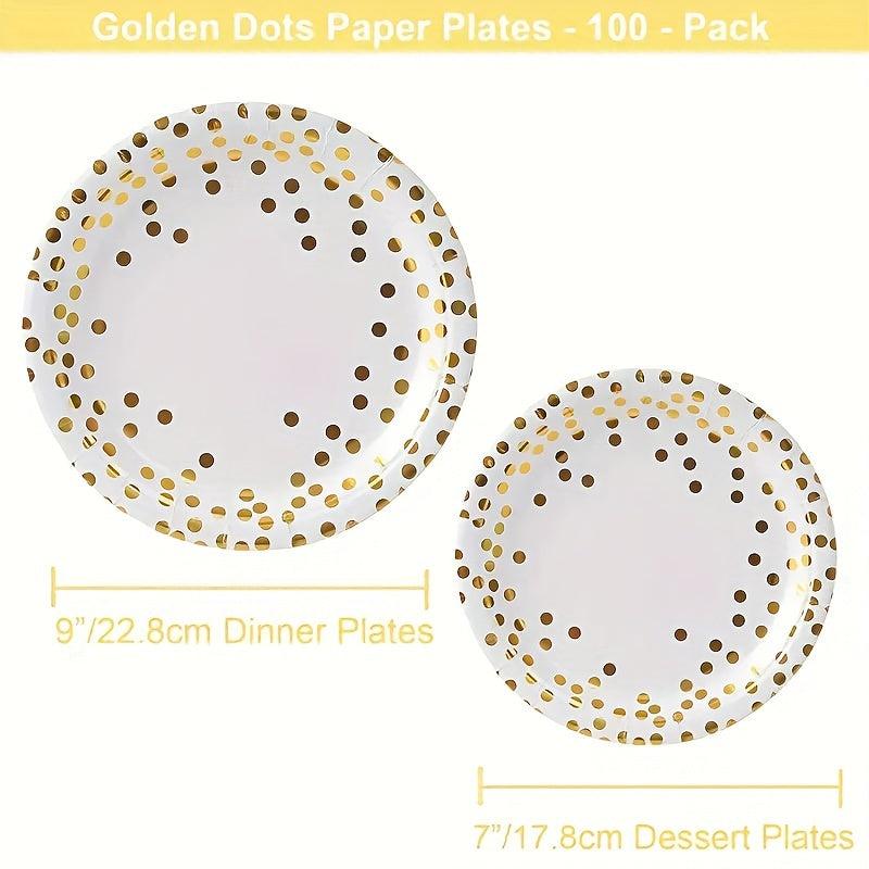 100pcs Round Disposable Paper Plates Perfect For Weddings Decor