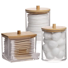 Clear Plastic Apothecary Jar Set Bathroom Canister